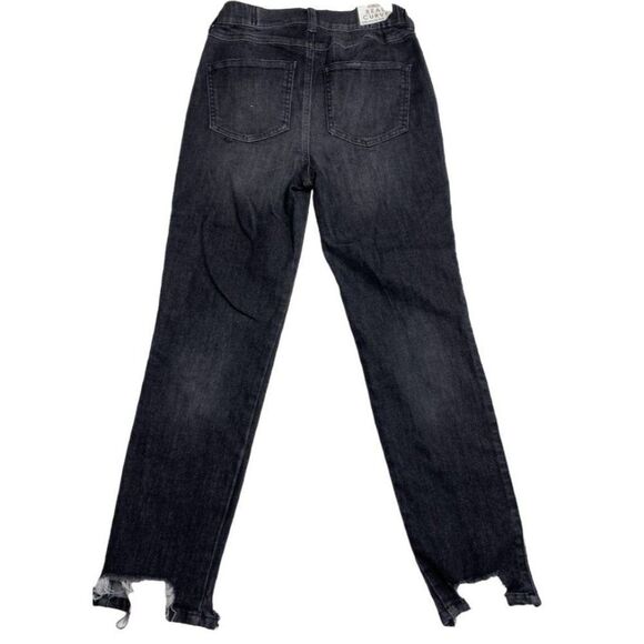 Rewash Brand Mom Curve Jeans Women's 24 Faded Black Destructed Frayed High Rise - Picture 4 of 12